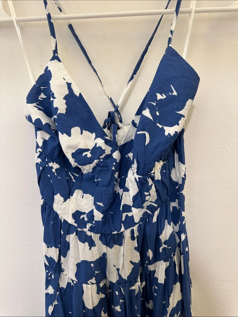 Abercrombie Blue & White Floral Maxi Dress with Spaghetti Straps